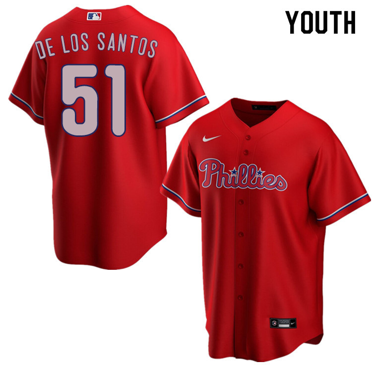 Nike Youth #51 Enyel De Los Santos Philadelphia Phillies Baseball Jerseys Sale-Red - Click Image to Close